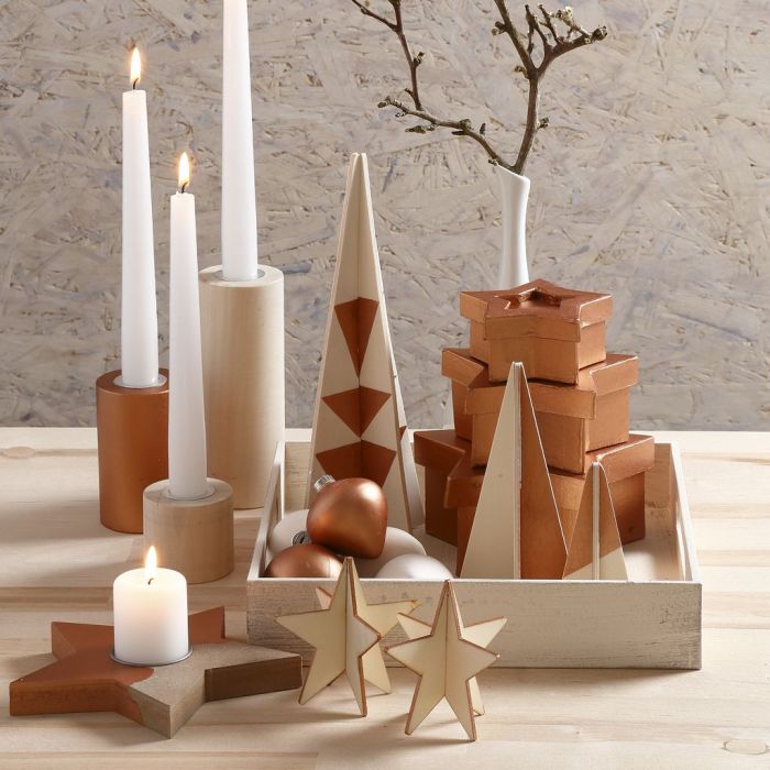 Copper-painted Candle Holders, Candlesticks & Home Interior