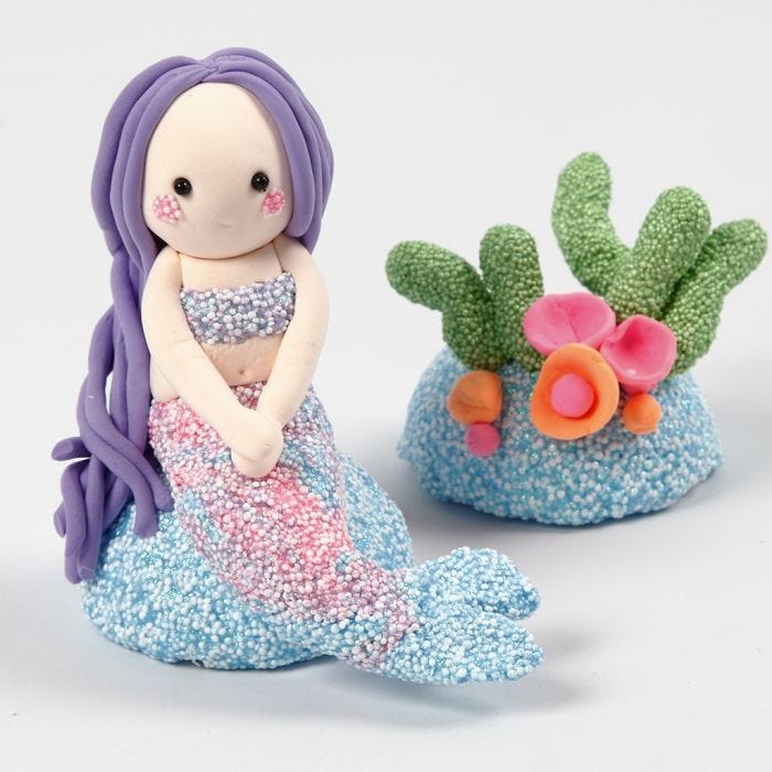 Récif de corail et sirène en pâtes Foam Clay et Silk Clay