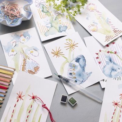 Aquarelle et broderies