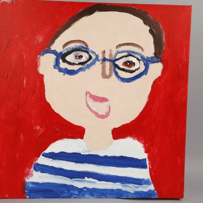 Un autoportrait &agrave; la peinture sur une toile