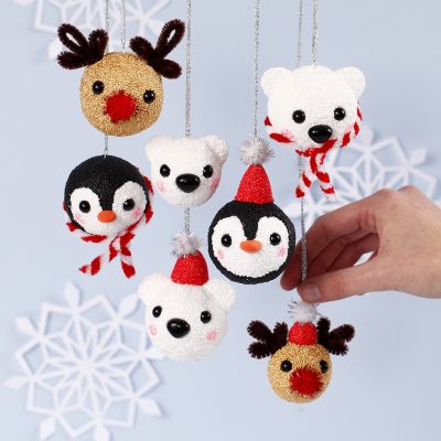 Boules de Noël avec des animaux polaires en pâte Foam Clay et Silk Clay
