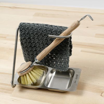 Un gant de cuisine au crochet avec point mousse