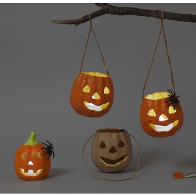 Lanterne en papier-mâché et en terre cuite pour Halloween