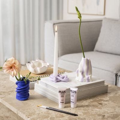 Bougeoirs, bols et vases en argile autodurcissante