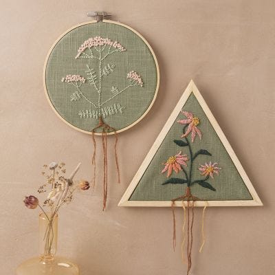 Broderie, encadrée pour être accrochée au mur