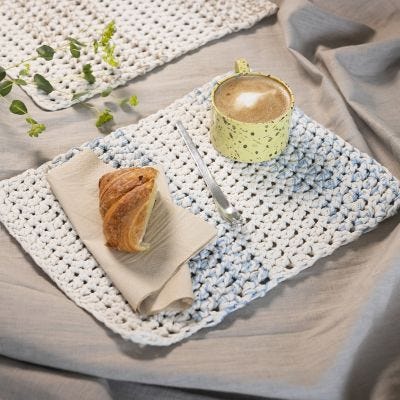Set de table crocheté en laine épaisse