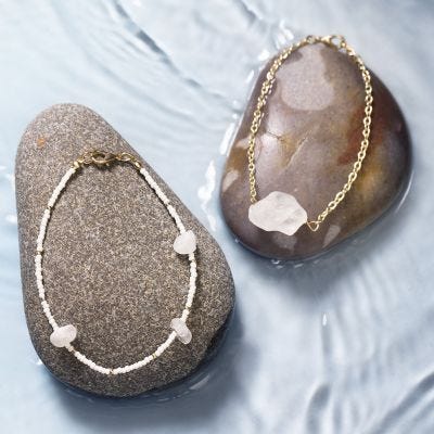 Bracelet de perles de cristal de roche et de rocaille