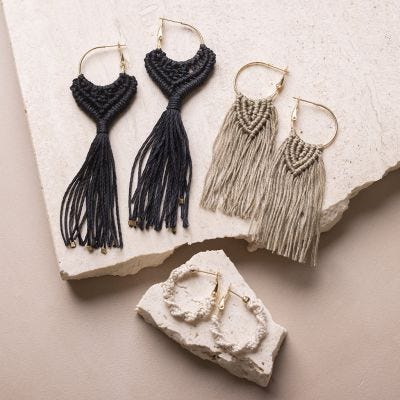 Boucles d'oreilles en macramé
