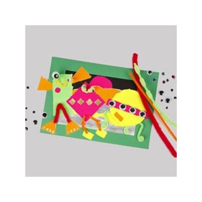 A Picture with Torn Pieces of Neon Paper