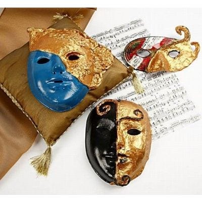 Masques Rococos avec de la peinture Art Metal dorée