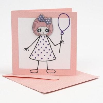 Une carte avec une petite fille en stickers