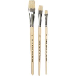 Pinceau Nature Line, dim. 8+12+20, L : 18,5-20,5 cm, L : 10-20 mm, Plat, 3 pi&egrave;ces/ 1 Pq.