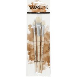 Pinceau Nature Line, dim. 8+12+20, L : 18,5-20,5 cm, L : 10-20 mm, Plat, 3 pièces/ 1 Pq.