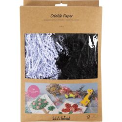 Frisure de Papier, L : 25-30 cm, L : 3 mm, noir, blanc, 2x50 gr/ 1 Pq.