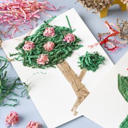 Frisure de Papier, L : 25-30 cm, L : 3 mm, vert foncé, rose, 2x50 gr/ 1 Pq.