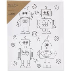 Toile de peintre imprimée, Robots , P: 1,6 cm, dim. 24x30 cm, 360 gr, 1 pièce