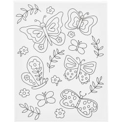 Toile de peintre imprim&eacute;e, Papillons, P: 1,6 cm, dim. 24x30 cm, 360 gr, 1 pi&egrave;ce