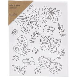 Toile de peintre imprimée, Papillons, P: 1,6 cm, dim. 24x30 cm, 360 gr, 1 pièce