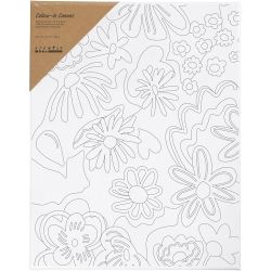 Toile de peintre imprim&eacute;e, Fleurs, P: 1,6 cm, dim. 24x30 cm, 360 gr, 1 pi&egrave;ce
