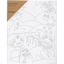 Toile de peintre imprim&eacute;e, Paysage floral, P: 1,6 cm, dim. 24x30 cm, 360 gr, 1 pi&egrave;ce