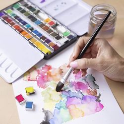 Aquarelles Art, &frac12;-pan, dim. 10x15x20 mm, couleurs classiques, 48 couleurs/ 1 Pq.
