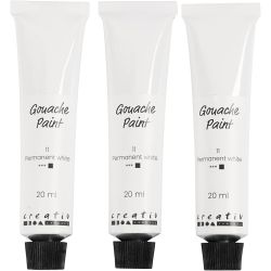 Peinture gouache, blanc, 3x20 ml/ 1 Pq.