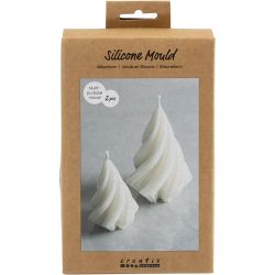 Moule en Silicone, Sapin de No&euml;l, H : 8+11 cm, d 5+7 cm, 2 pi&egrave;ces/ 1 Pq.