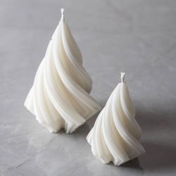 Moule en Silicone, Sapin de Noël, H : 8+11 cm, d 5+7 cm, 2 pièces/ 1 Pq.
