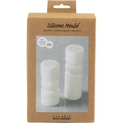 Moule en Silicone, Cylindre cannel&eacute; avec arc, H : 11+14 cm, d 4+4 cm, 2 pi&egrave;ces/ 1 Pq.