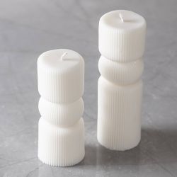 Moule en Silicone, Cylindre cannelé avec arc, H : 11+14 cm, d 4+4 cm, 2 pièces/ 1 Pq.