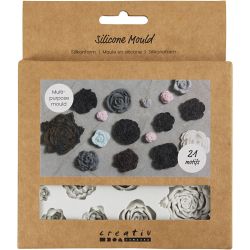 Moule en silicone, Roses, H : 0,5-1 cm, L : 0,8-4 cm, 1 pi&egrave;ce