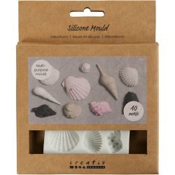 Moule en silicone, Conques et coquillages, H : 1 cm, L : 1-2,8 cm, 1 pi&egrave;ce