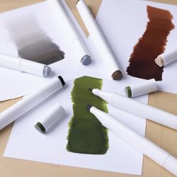 Feutres de dessin, trait 1+8 mm, Couleurs naturelles, 12 pi&egrave;ces/ 1 Pq.