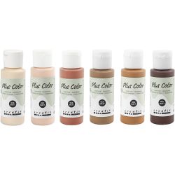 Peinture Acrylique Plus Color, ass. de couleurs, 6x60 ml/ 1 Pq.