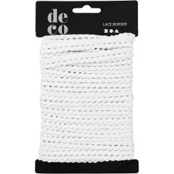 Ruban dentelle, L : 10 mm, blanc, 10 m/ 1 rouleau