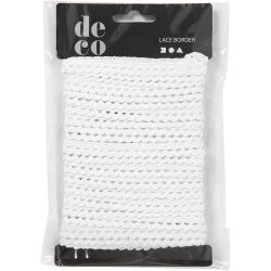 Ruban dentelle, L : 10 mm, blanc, 10 m/ 1 rouleau