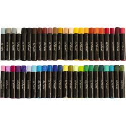 Pastels &agrave; l&rsquo;huile, L : 7 cm, &eacute;p. 11 mm, ass. de couleurs, 48 pi&egrave;ces/ 1 Pq.