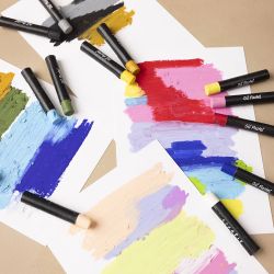 Pastels &agrave; l&rsquo;huile, L : 7 cm, &eacute;p. 11 mm, ass. de couleurs, 48 pi&egrave;ces/ 1 Pq.