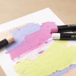 Pastels &agrave; l&rsquo;huile, L : 7 cm, &eacute;p. 11 mm, couleurs pastel, 12 pi&egrave;ces/ 1 Pq.