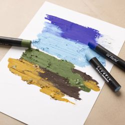 Pastels &agrave; l&rsquo;huile, L : 7 cm, &eacute;p. 11 mm, Couleurs naturelles, 12 pi&egrave;ces/ 1 Pq.
