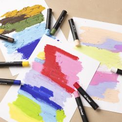 Pastels &agrave; l&rsquo;huile, L : 7 cm, &eacute;p. 11 mm, couleurs pastel, 24 pi&egrave;ces/ 1 Pq.