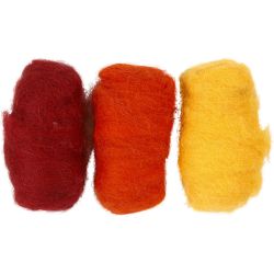 Pelote de Laine Card&eacute;e, harmonie jaune/terre brul&eacute;e, 3x10 gr/ 1 Pq.