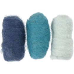Pelote de Laine Card&eacute;e, harmonie de bleus, 3x10 gr/ 1 Pq.