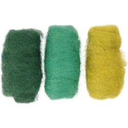 Pelote de Laine Card&eacute;e, harmonie vert/turquoise, 3x10 gr/ 1 Pq.