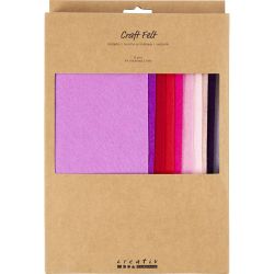 Feutrine synthétique, A4, feuille 210x297 mm, ép. 2 mm, harmonie violet/rose, 10 flles/ 1 Pq.