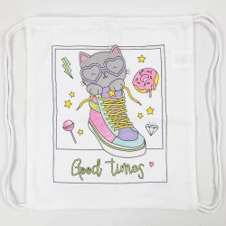 Sac de sport à cordon, dim. 37x41 cm, 130 gr, blanc, 1 pièce