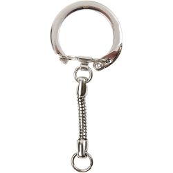 Porte-cl&eacute;s avec cha&icirc;ne, L : 6 cm, d 2,3 cm, 5 pi&egrave;ces/ 1 Pq.