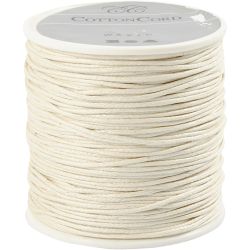 Ficelle de coton, &eacute;p. 1 mm, cir&eacute;, blanc cass&eacute;, 40 m/ 1 rouleau