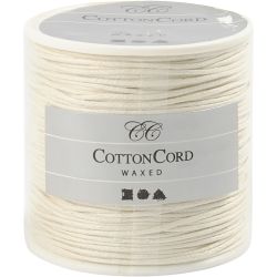 Ficelle de coton, ép. 1 mm, ciré, blanc cassé, 40 m/ 1 rouleau