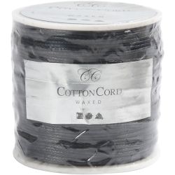 Ficelle de coton, ép. 1 mm, ciré, noir, 40 m/ 1 rouleau